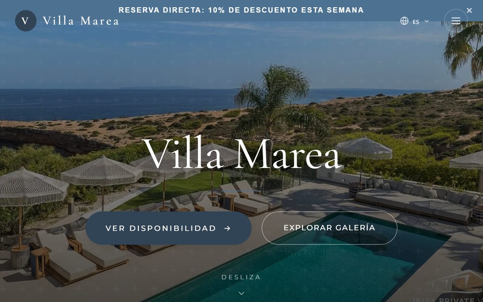 Website of Villa Marea